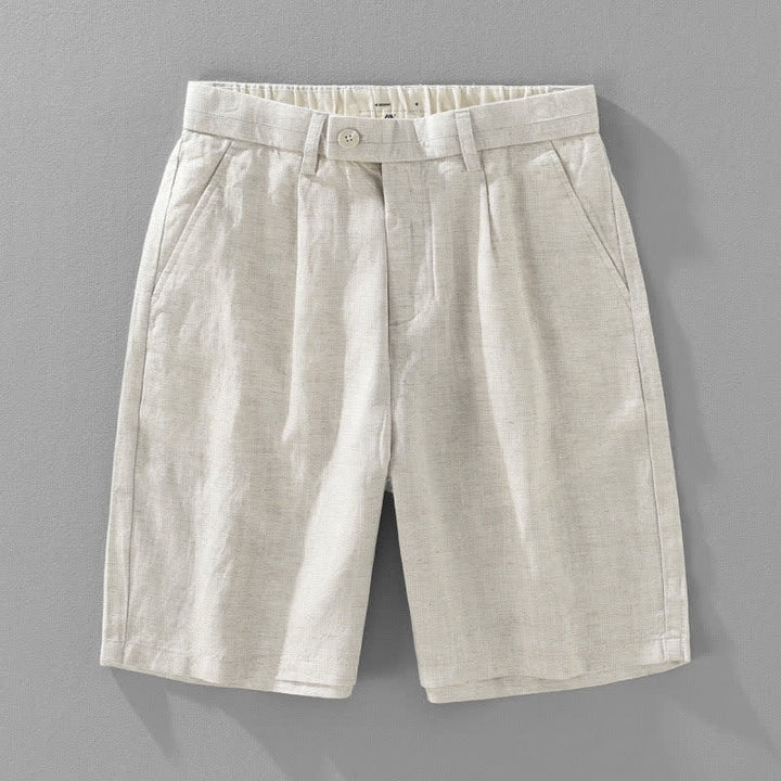 Buddha Stones Summer Casual Minimalist Button-Up Zipper Solid Men's Shorts With Pockets - Linen - US/UK/AU46，EU56 (5XL) - image 0