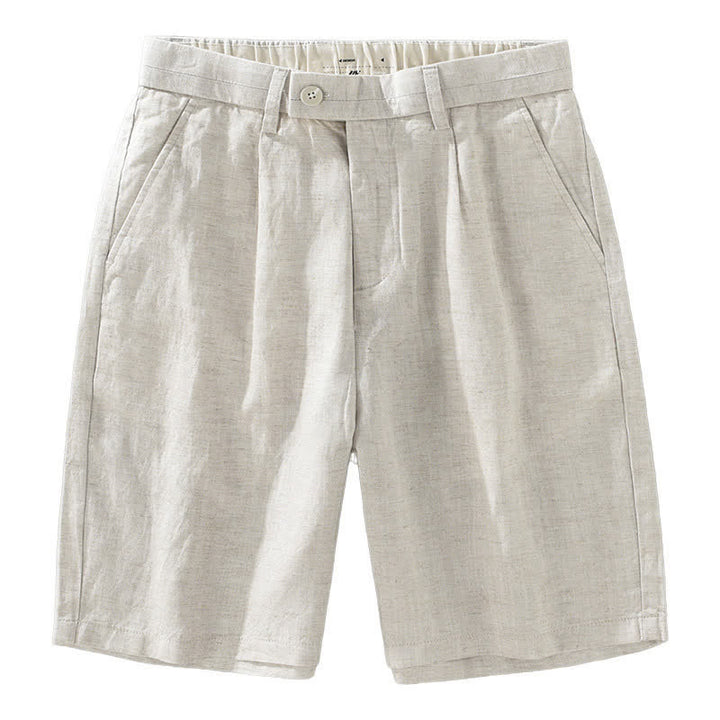 Buddha Stones Summer Casual Minimalist Button-Up Zipper Solid Men's Shorts With Pockets - image 2