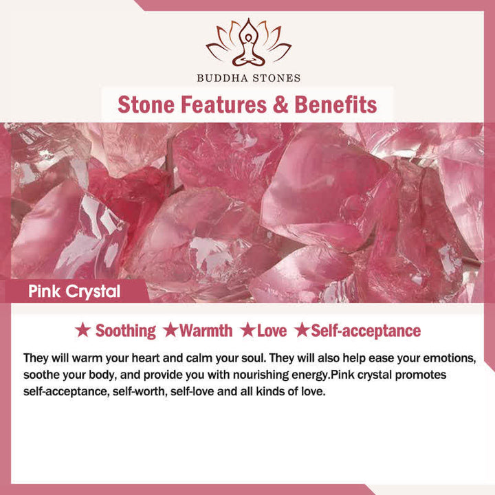 Buddha Stones Natural Strawberry Quartz Rose Quartz Ceramic Barrel Bead Lotus Pendant Clarity Round Bead Bracelet - image 6