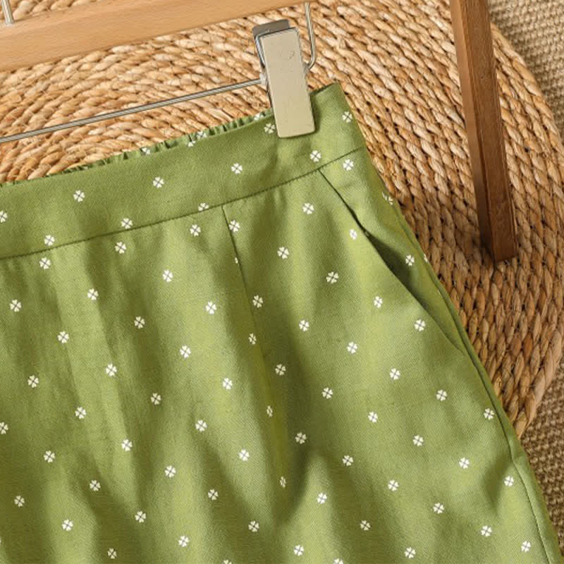 Buddha Stones Summer Casual Vintage Polka Dot Women's Skirts With Pockets - image 3