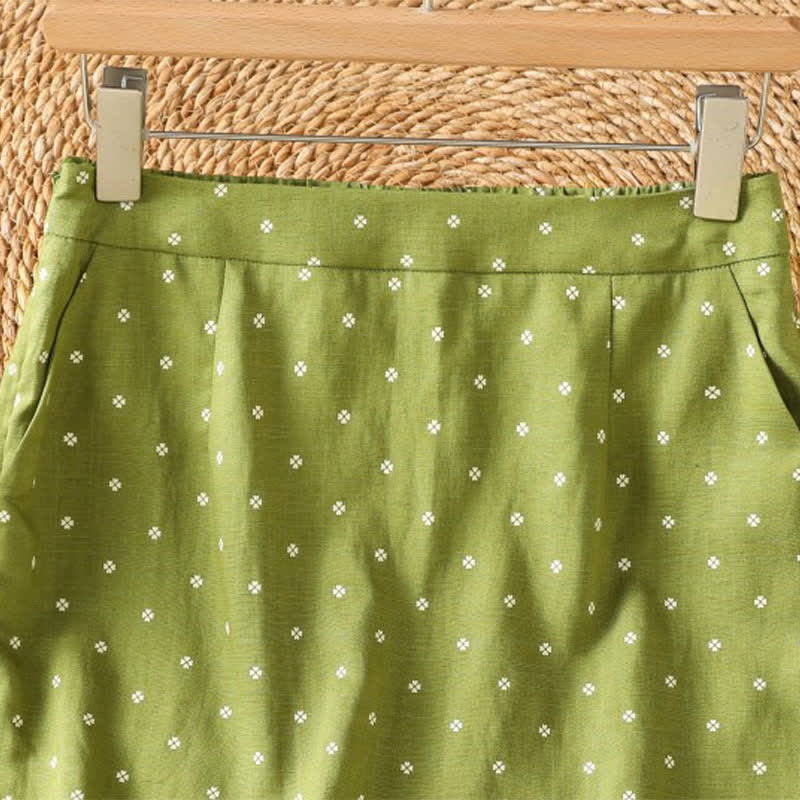 Buddha Stones Summer Casual Vintage Polka Dot Women's Skirts With Pockets - image 2