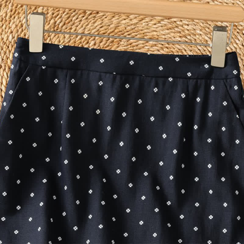 Buddha Stones Summer Casual Vintage Polka Dot Women's Skirts With Pockets - image 7