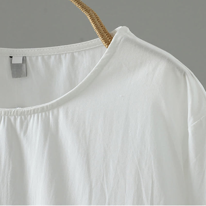 Buddha Stones Summer Casual Minimalist Solid Ruffle Hem Women's Short Sleeve Dress - image 10