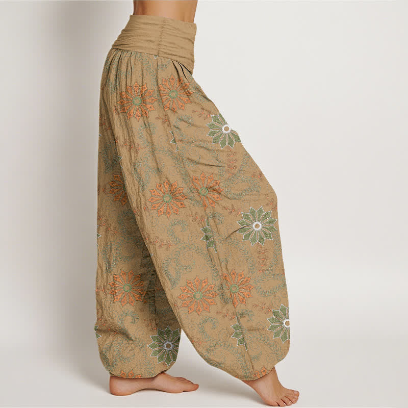 Buddha Stones Cotton Bohemian Mandala Vine Pattern Women's Elastic Waist Harem Pants - image 6