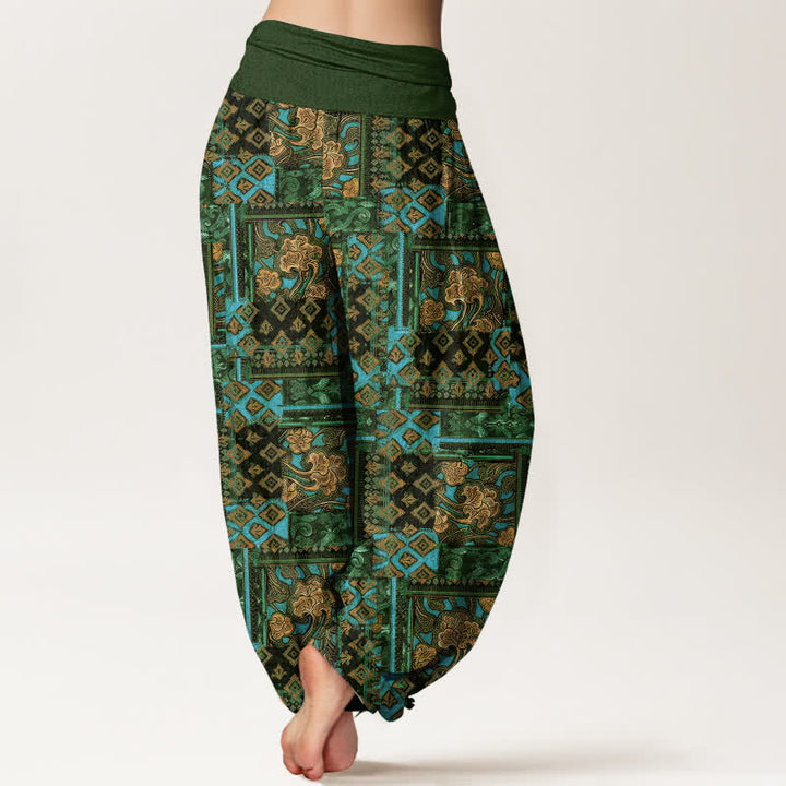 Buddha Stones Pure Cotton Bohemian Geometric Pattern Women's Elastic Waist Harem Pants - image 7