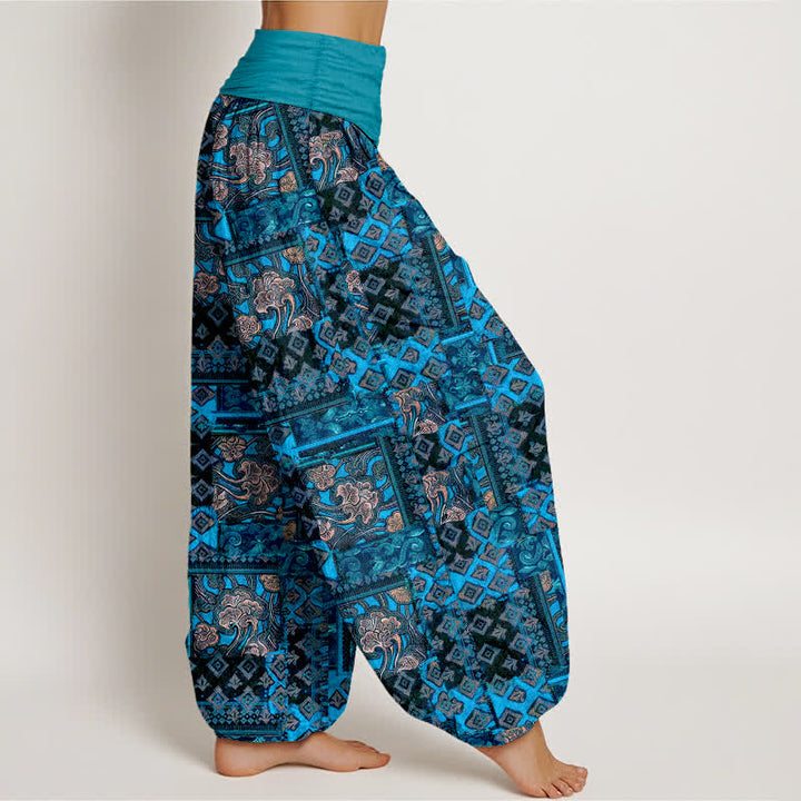 Buddha Stones Pure Cotton Bohemian Geometric Pattern Women's Elastic Waist Harem Pants - image 9