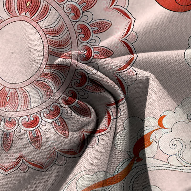 Buddha Stones Cotton Linen Fairy Floral Pattern Women's Elastic Waist Wide Leg Pants With Pockets - image 4