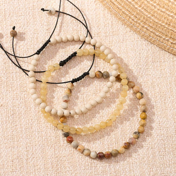 Buddha Stones 3pcs "Return to Stillness" White Fossil Grounding Bracelet Includes Gift Message Card - image 1