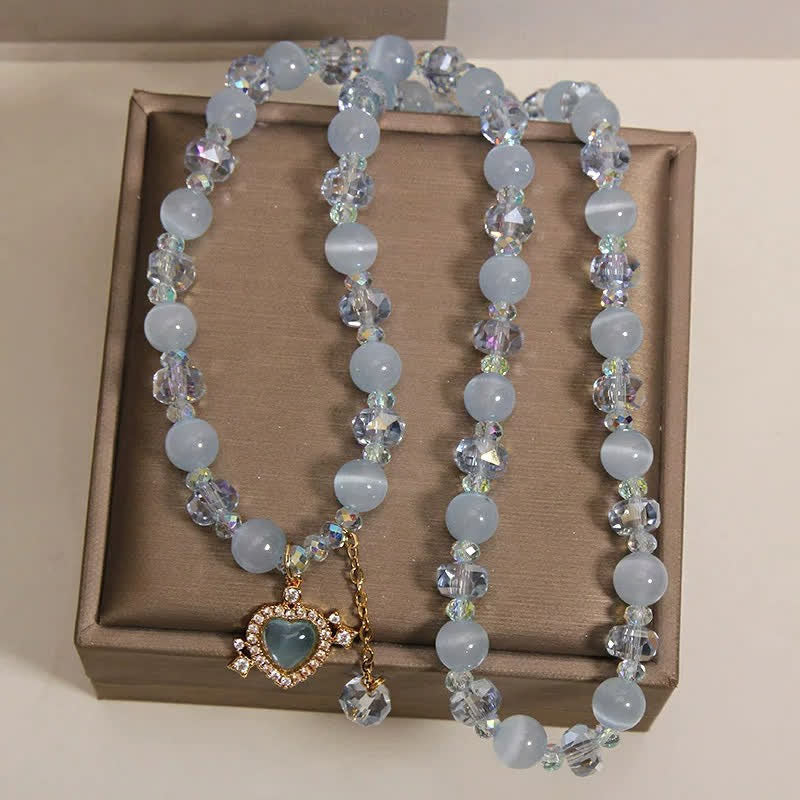 Buddha Stones Blue Cat's Eye Heart Triple Wrap Confidence Bracelet - image 8