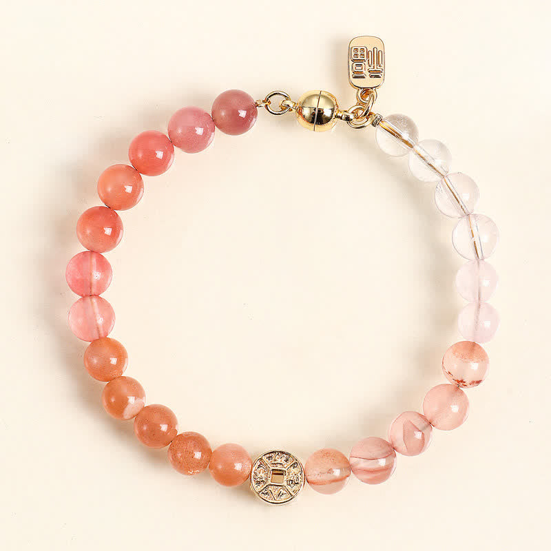 Buddha Stones Tiger Eye Natural Stone Fu Character Copper Coins Happiness Bracelet - Yanyuan Agate(Balance ♥ Harmony) - image 23