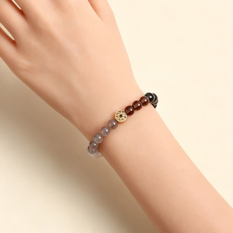 Buddha Stones Tiger Eye Natural Stone Fu Character Copper Coins Happiness Bracelet - image 11