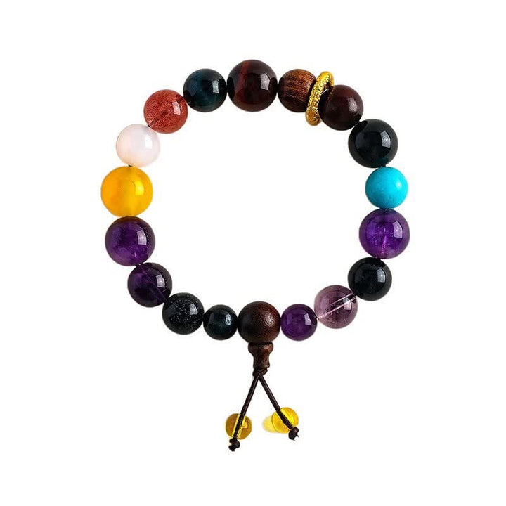 Buddha Stones 18 Beads Amethyst Tiger's Eye Tibetan Balance Bracelet - Amethyst(Stress Relief ♥ Intuition) - image 0