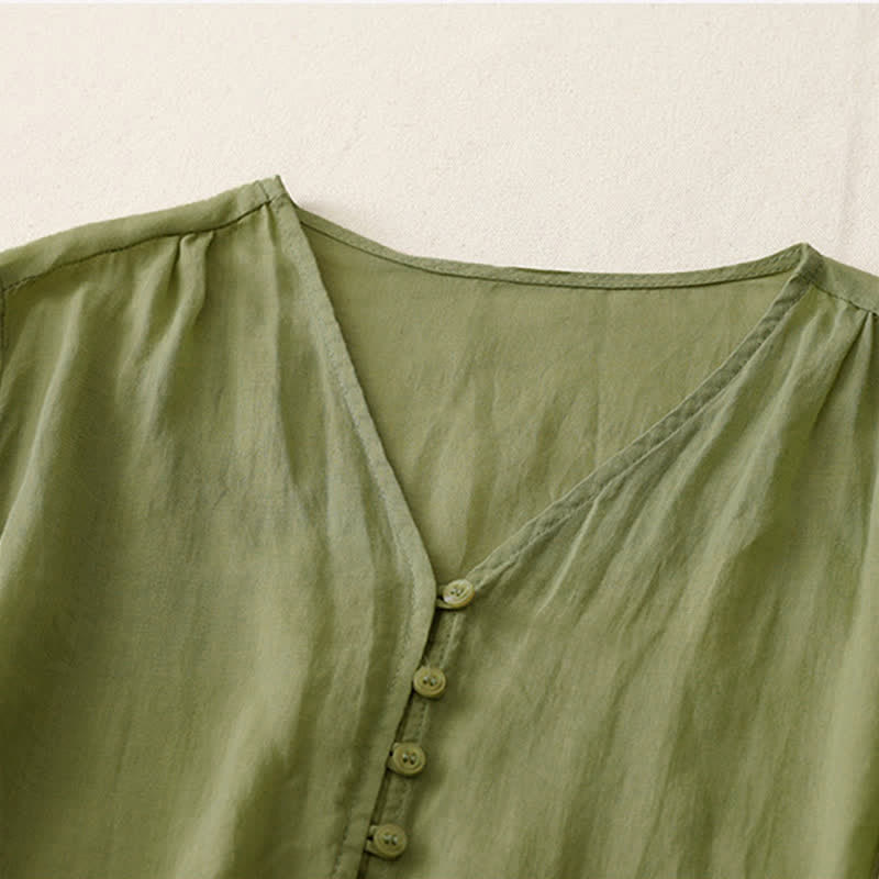 Buddha Stones Embroidery Button-down Women's Shirt - image 1