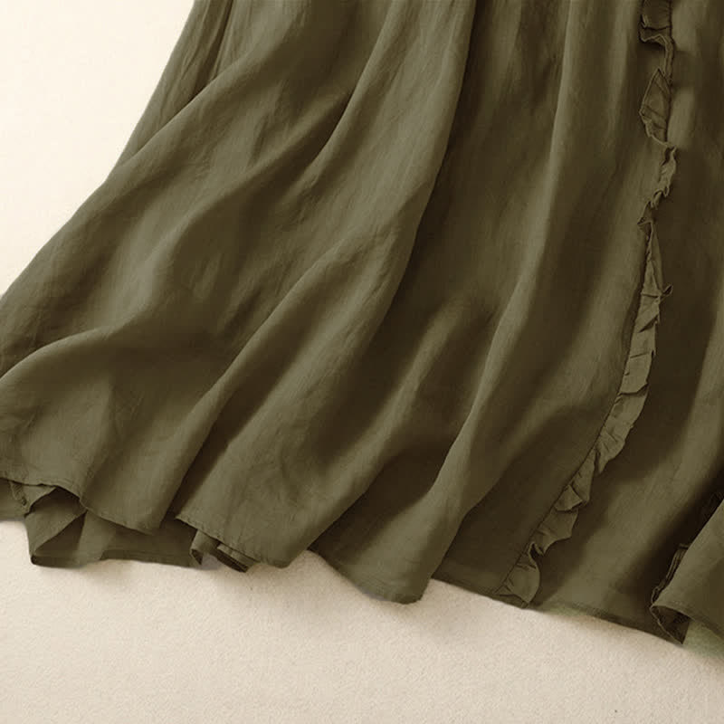 Buddha Stones Summer Plain Ruffle Design Women's Skirt - image 2