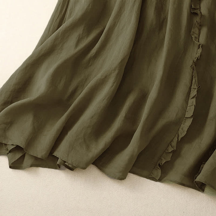 Buddha Stones Summer Plain Ruffle Design Women's Skirt - image 2