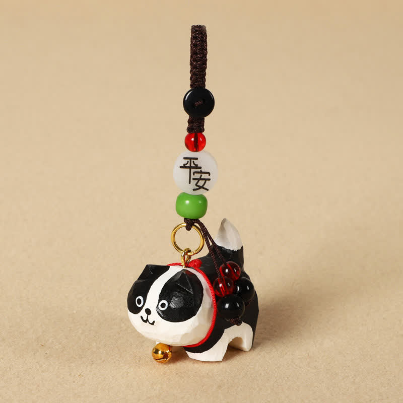 Buddha Stones Carved Wood Dog Om Mani Padme Hum Peace Keychains - Peaceful Border Collie - image 14