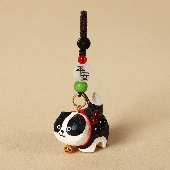Buddha Stones Carved Wood Dog Om Mani Padme Hum Peace Keychains - Peaceful Border Collie - image 14