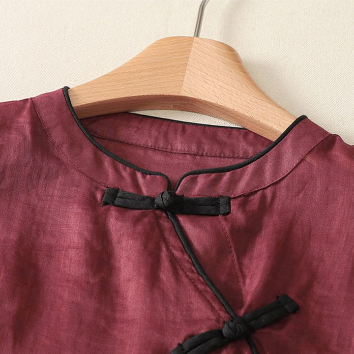 Buddha Stones Summer Tang Style Casual Frog Button Solid Tank Top Women's Sleeveless Shirts - image 9