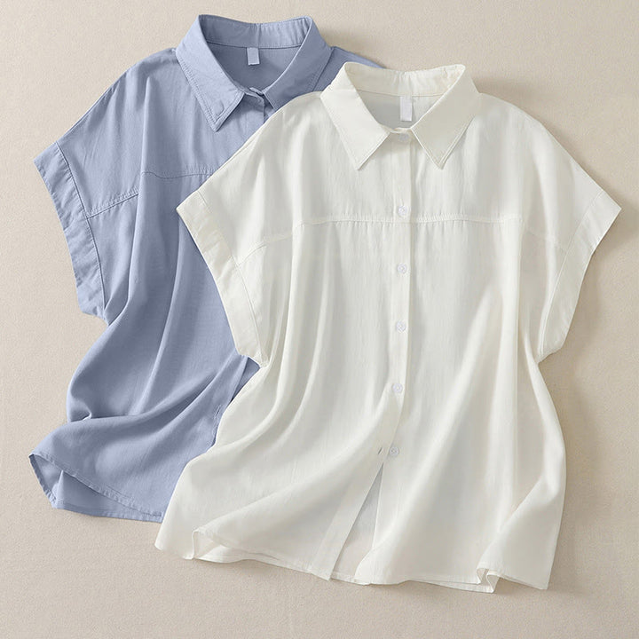 Buddha Stones Summer Casual Minimalist Button-Up Solid Women's Short Sleeve Shirts - image 13