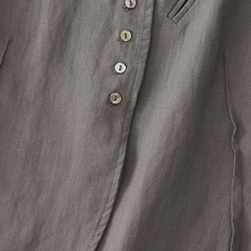Buddha Stones Summer Casual Minimalist V-Neck Button-Up Solid Tank Top Women's Sleeveless Shirts - image 14