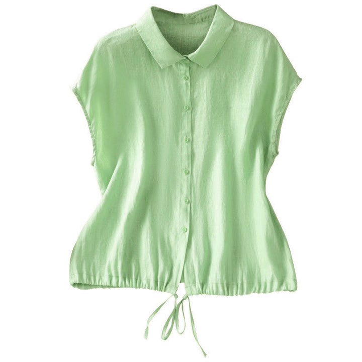 Buddha Stones Summer Plain Color Button Short Sleeve Women's Shirt - image 16