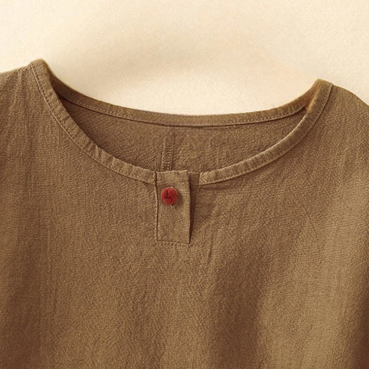 Buddha Stones Casual Plain  Women's Crew Neck Design Loose Half Sleeve T-shirt - image 14