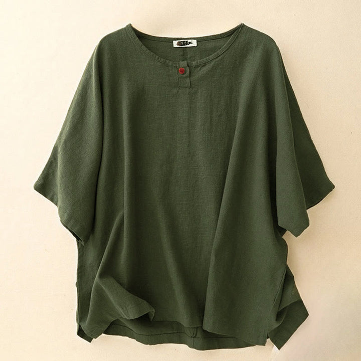 Buddha Stones Casual Plain  Women's Crew Neck Design Loose Half Sleeve T-shirt - DarkOliveGreen - US12，UK/AU16，EU44 (2XL) - image 10