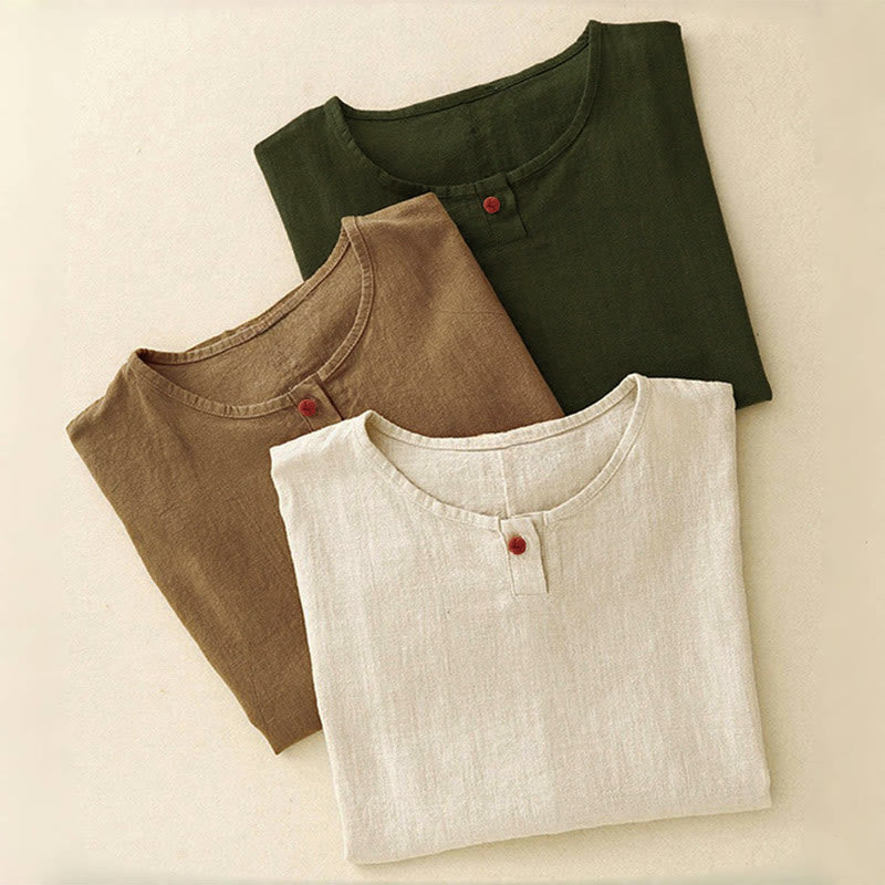 Buddha Stones Casual Plain  Women's Crew Neck Design Loose Half Sleeve T-shirt - image 19