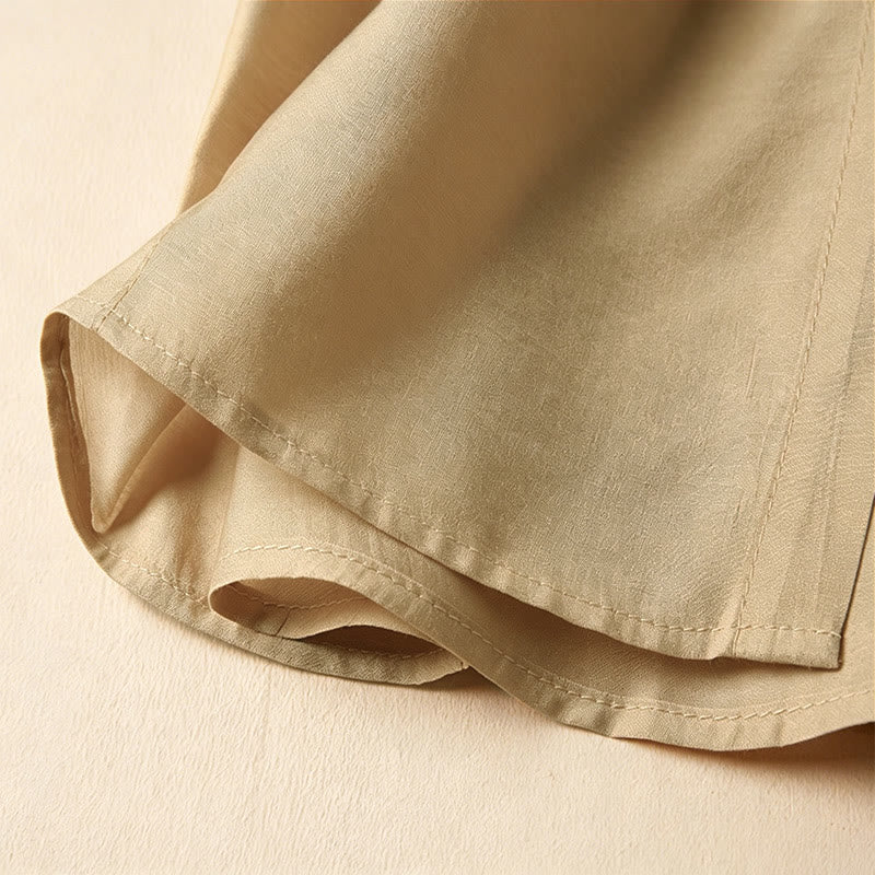 Buddha Stones Summer Elegant Vintage Button-up Solid Front Pleated Ruffle Women's Short Sleeve Shirts - image 19