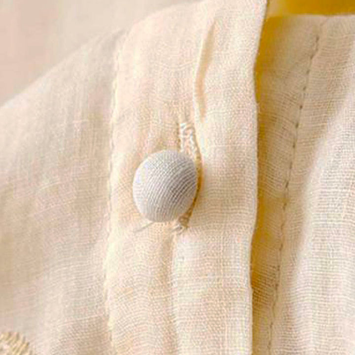 Buddha Stones Casual Embroidered Petals Spliced Women's Crew Neck Design Half Sleeve Shirt - image 5