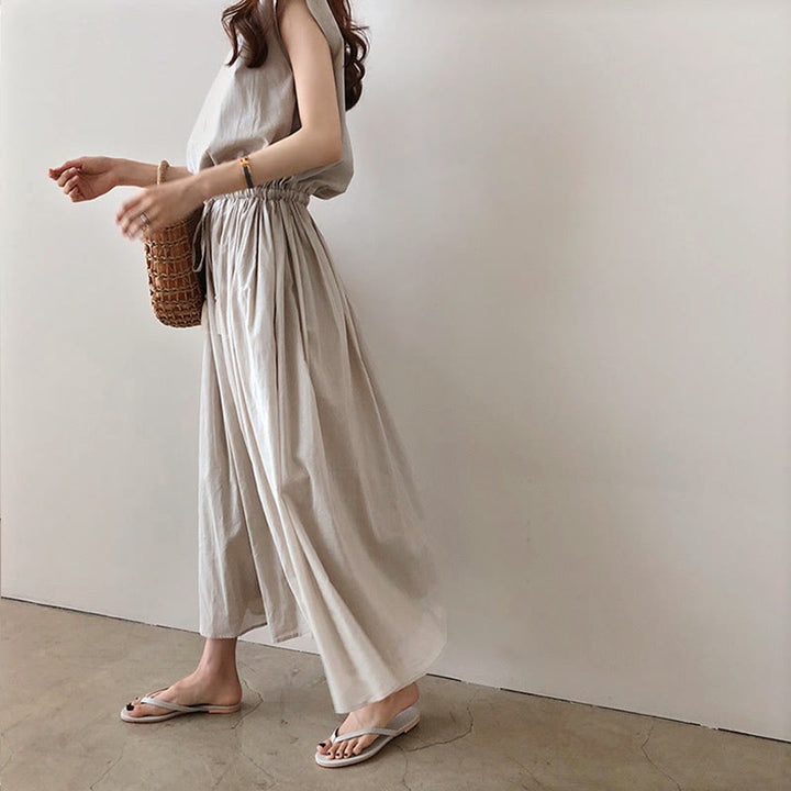 Buddha Stones Casual Eastic Waist Drawstring Design Short Sleeve Midi Dress - image 8