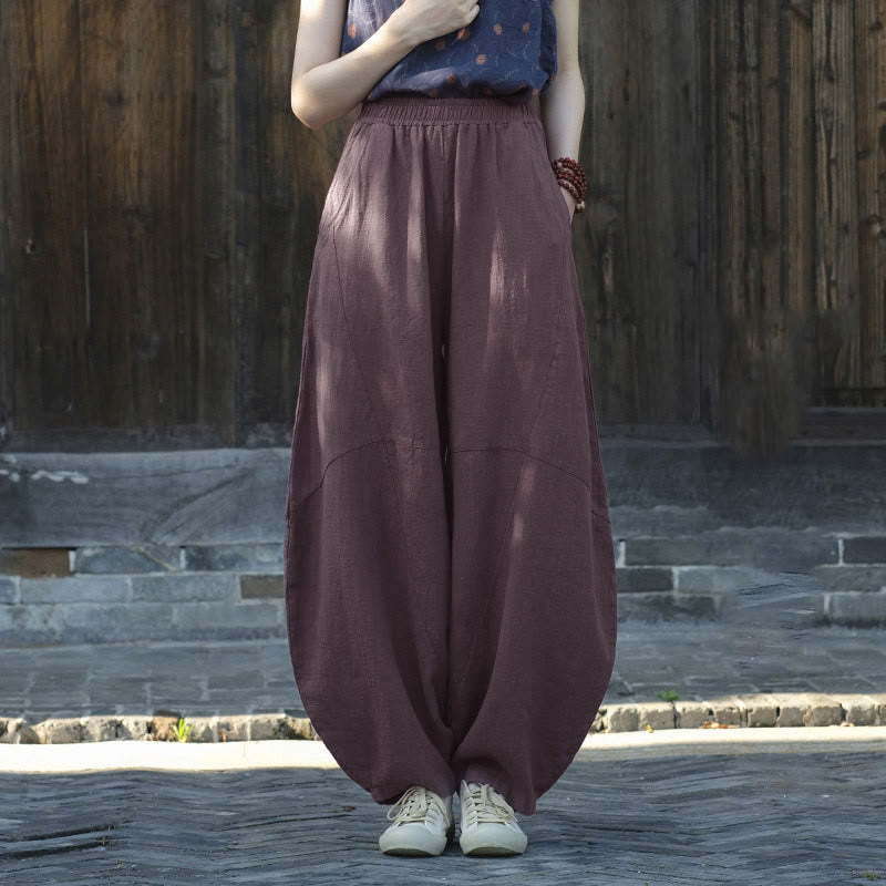 Buddha Stones Pants Harem Trousers Loose Zen Yoga Tai Chi Women's Pants - Purple(Fleece Lined) - US8-10，UK/AU12-14，EU40-42 (L)  - image 4