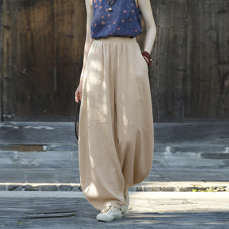 Buddha Stones Pants Harem Trousers Loose Zen Yoga Tai Chi Women's Pants - Beige(Regular Style) - US8-10，UK/AU12-14，EU40-42 (L)  - image 32