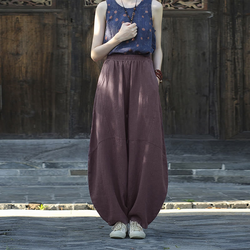Buddha Stones Pants Harem Trousers Loose Zen Yoga Tai Chi Women's Pants - Purple(Regular Style) - US8-10，UK/AU12-14，EU40-42 (L)  - image 34