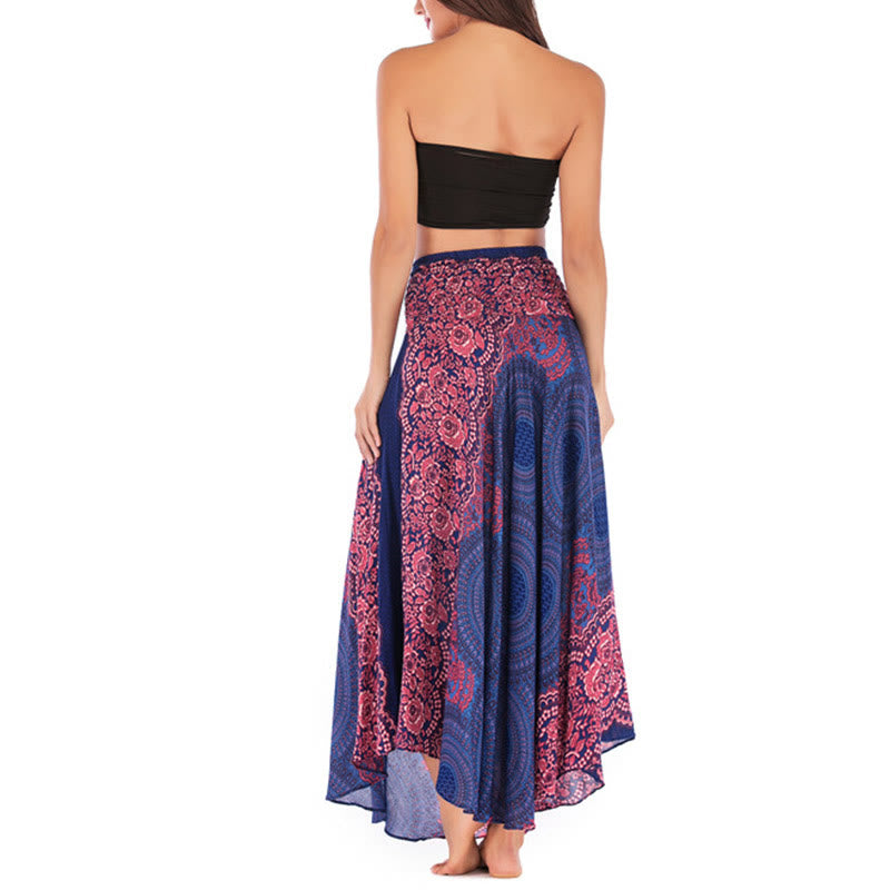 Buddha Stones Two Style Wear Bohemian Compass Rose Flower Lace-up Skirt Dress - image 14