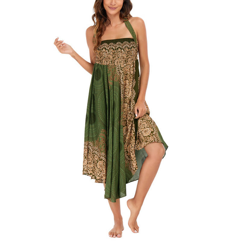 Buddha Stones Two Style Wear Bohemian Compass Rose Flower Lace-up Skirt Dress - image 25