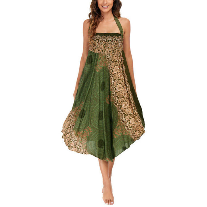 Buddha Stones Two Style Wear Bohemian Compass Rose Flower Lace-up Skirt Dress - image 24
