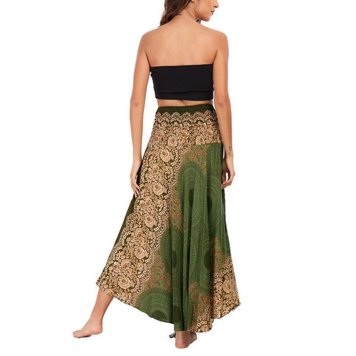 Buddha Stones Two Style Wear Bohemian Compass Rose Flower Lace-up Skirt Dress - image 22