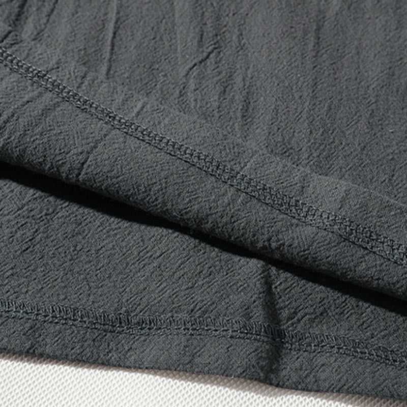 Buddha Stones 2Pcs Plain Notched Collar T-Shirt Wide Leg Shorts With Pockets Men's Meditation Cloth Set - image 10