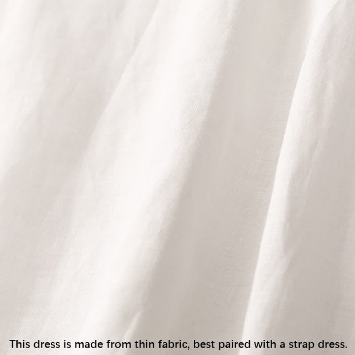 Buddha Stones Summer V-Neck Frog-Button Short Sleeve Cotton Linen Women's Midi Dress - image 15