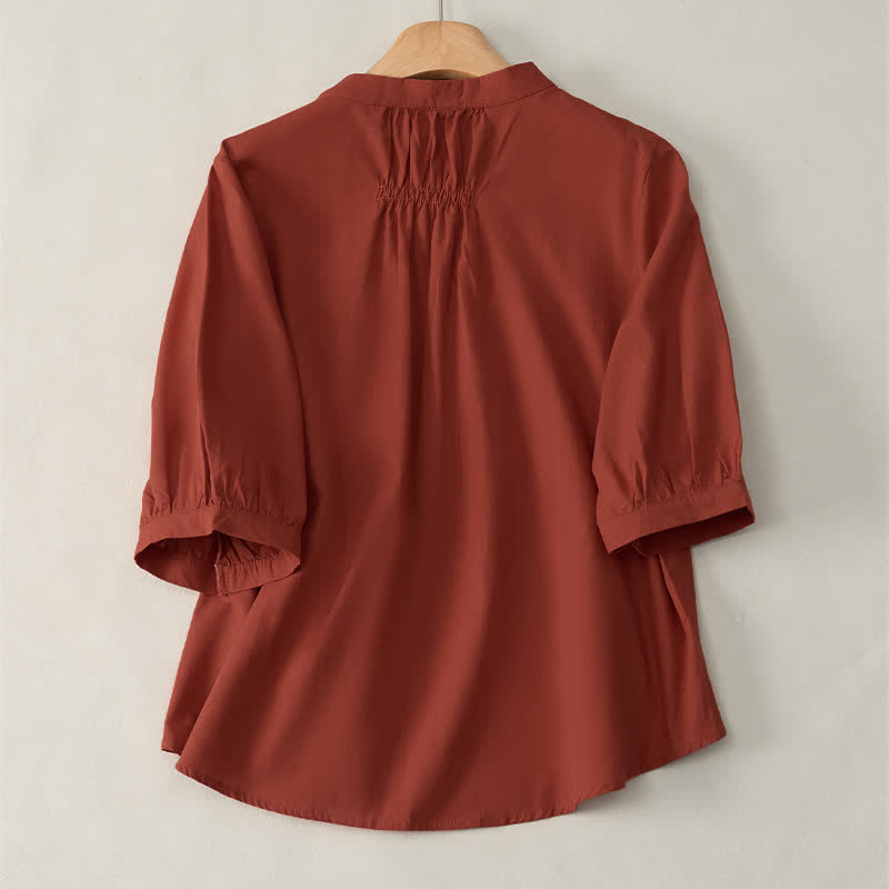Buddha Stones Lace-up Buttons Design Women's Three Quarter Sleeve Shirt - image 19