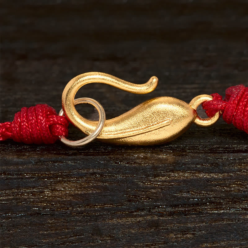 Buddha Stones Hetian Jade Peace Buckle Koi Fish Clasp Red String Lucky Bracelet - image 5