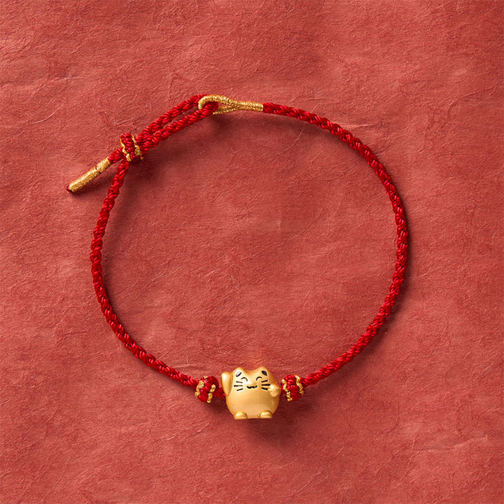 Buddha Stones Red String Copper Lucky Cat Protection Energy Bracelet - image 11