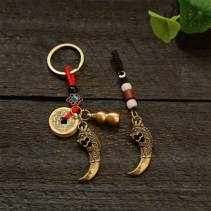 Buddha Stones Copper Pi Xiu Braided Five Emperor Coins Gourd Wealth Keychains - image 19