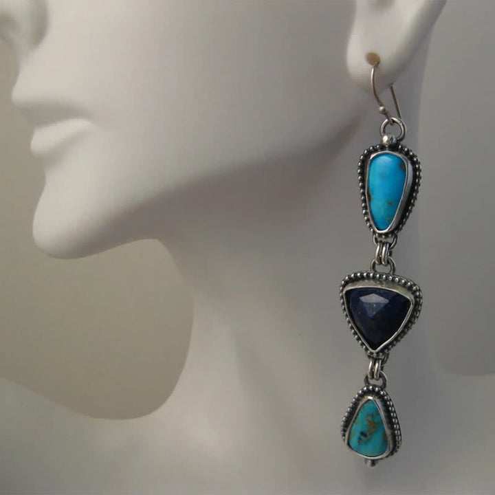 Buddha Stones Turquoise Geometric Bohemian Protection Drop Earrings - image 7