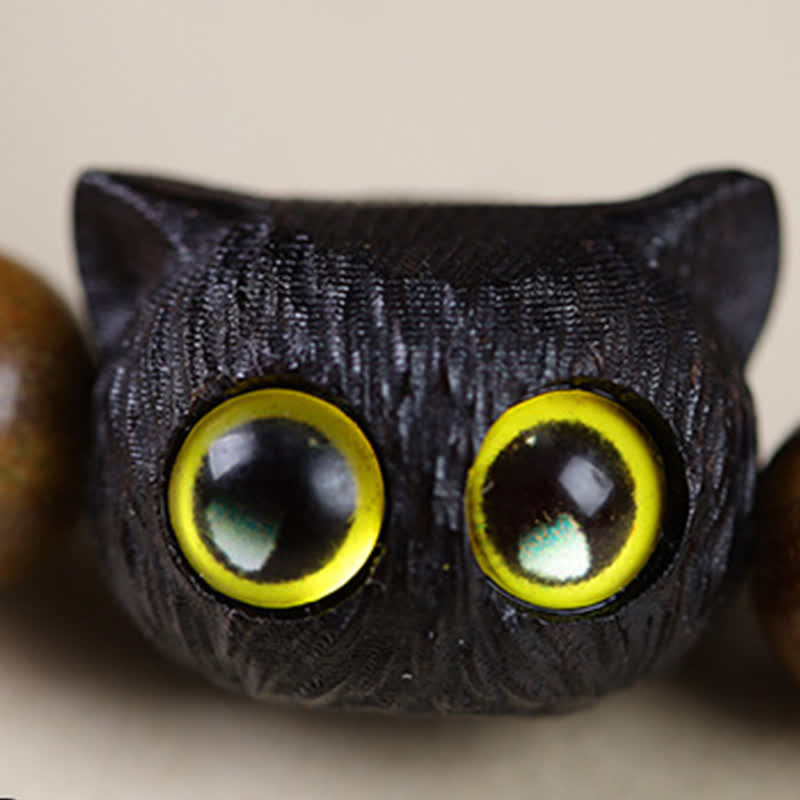 Buddha Stones Ebony Wood Lucky Cat Grounding Beaded Bracelet - image 9