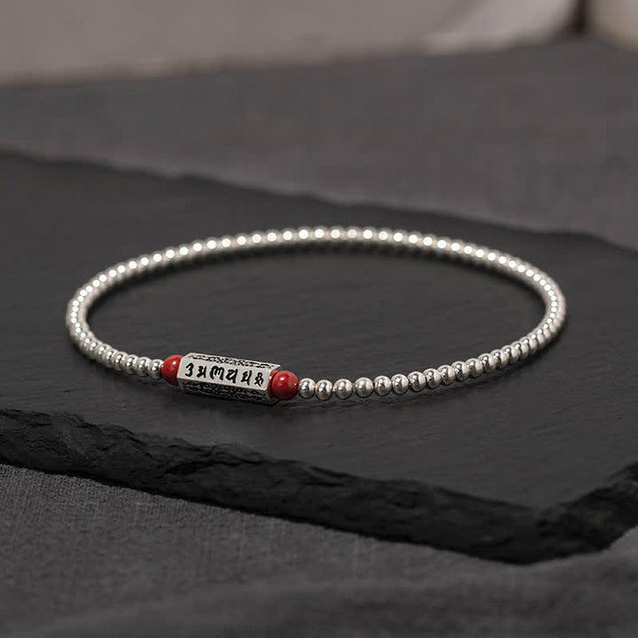 Buddha Stones Cinnabar Om Mani Padme Hum Wisdom Anklet Bracelet - 7.1–7.5 in (18–19 cm) - image 0