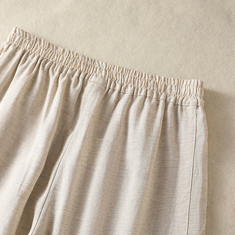Buddha Stones Summer Casual Boho Solid Capri Pants Women's Straight Leg Pants With Pockets - image 9