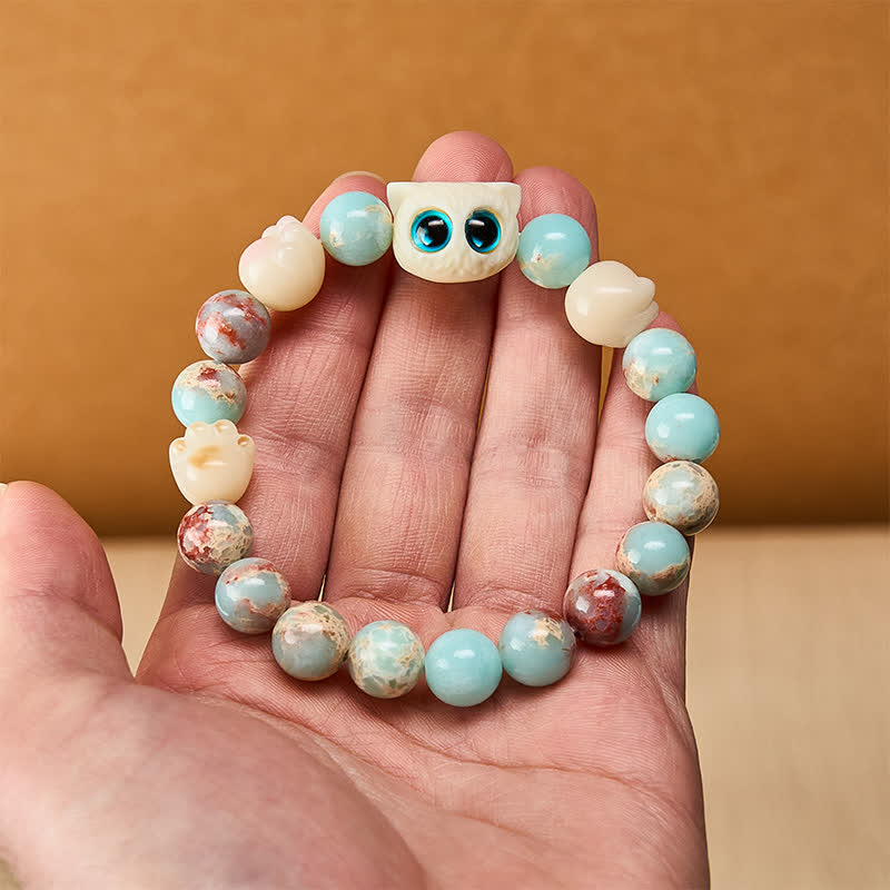 Buddha Stones Shoushan Stone Hand-Carved Cat Purity Relief Bead Bracelet - image 5