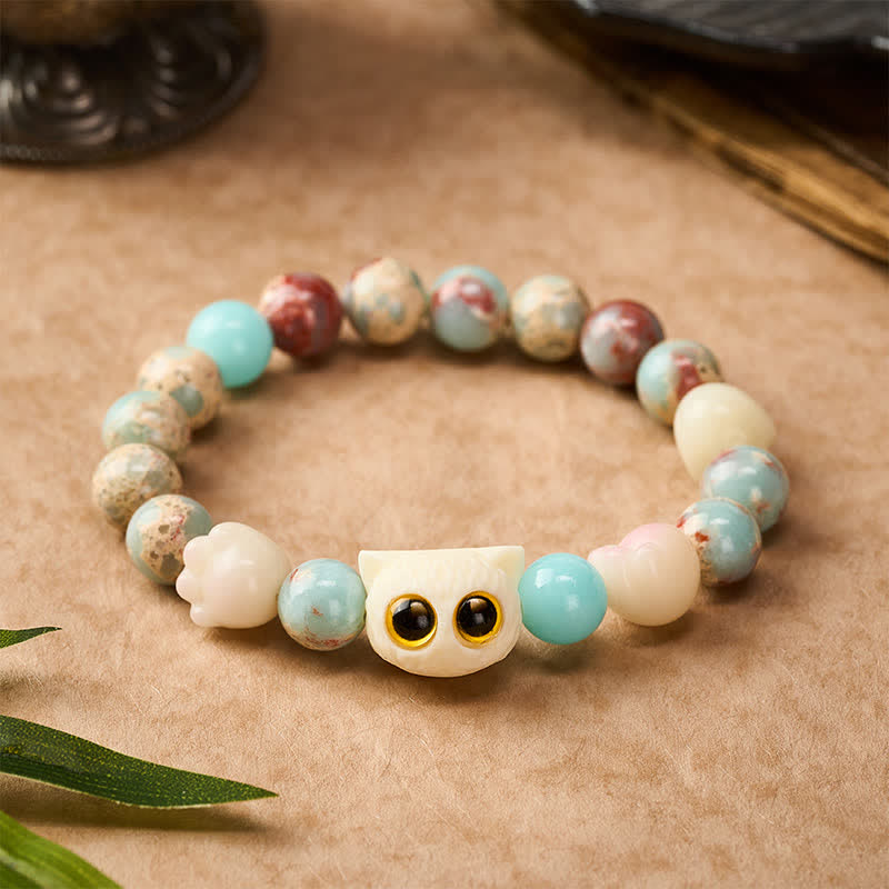 Buddha Stones Shoushan Stone Hand-Carved Cat Purity Relief Bead Bracelet - Yellow-eyed Cat (Wrist Circumference: 16–17 cm) - Shoushan Stone (Positive ♥ Harmony) - image 11